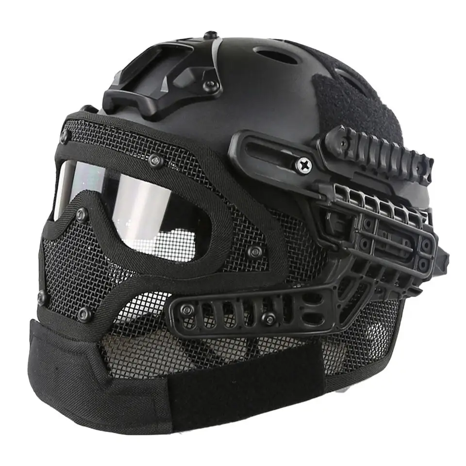 Multicolor ABS Material FAST PJ CS Training Game Tactical Helmet With Steel Wire Mask Round Hole