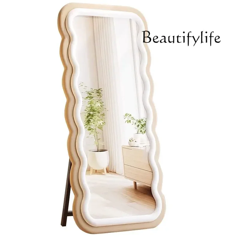 Nordic Cream Wind Wave Full Body Floor Mirror Bedroom Home Premium Full-length Mirror