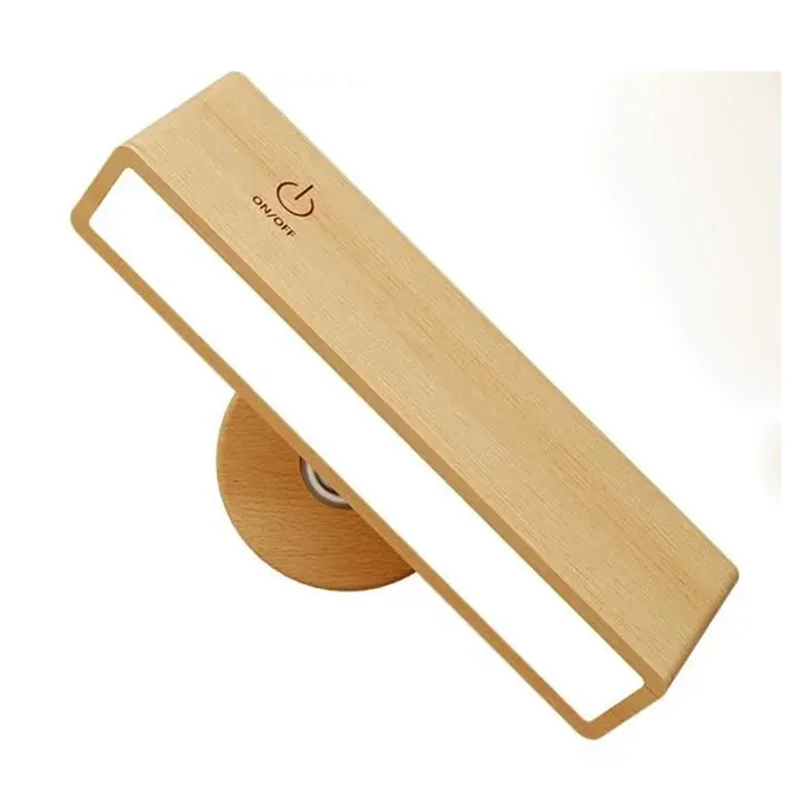 【Must-Haves】Magnetic Wooden Wall Light Temperature Dimmable Battery Operated Wall Sconce,Rotatable Cordless Wall Lamp,Wall Light