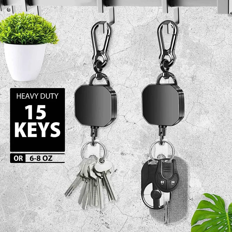 Metal retrátil ID Badge Holder com cinto Clip, Heavy Duty Keychain, carretel chave, mosquetão, 4 Pack