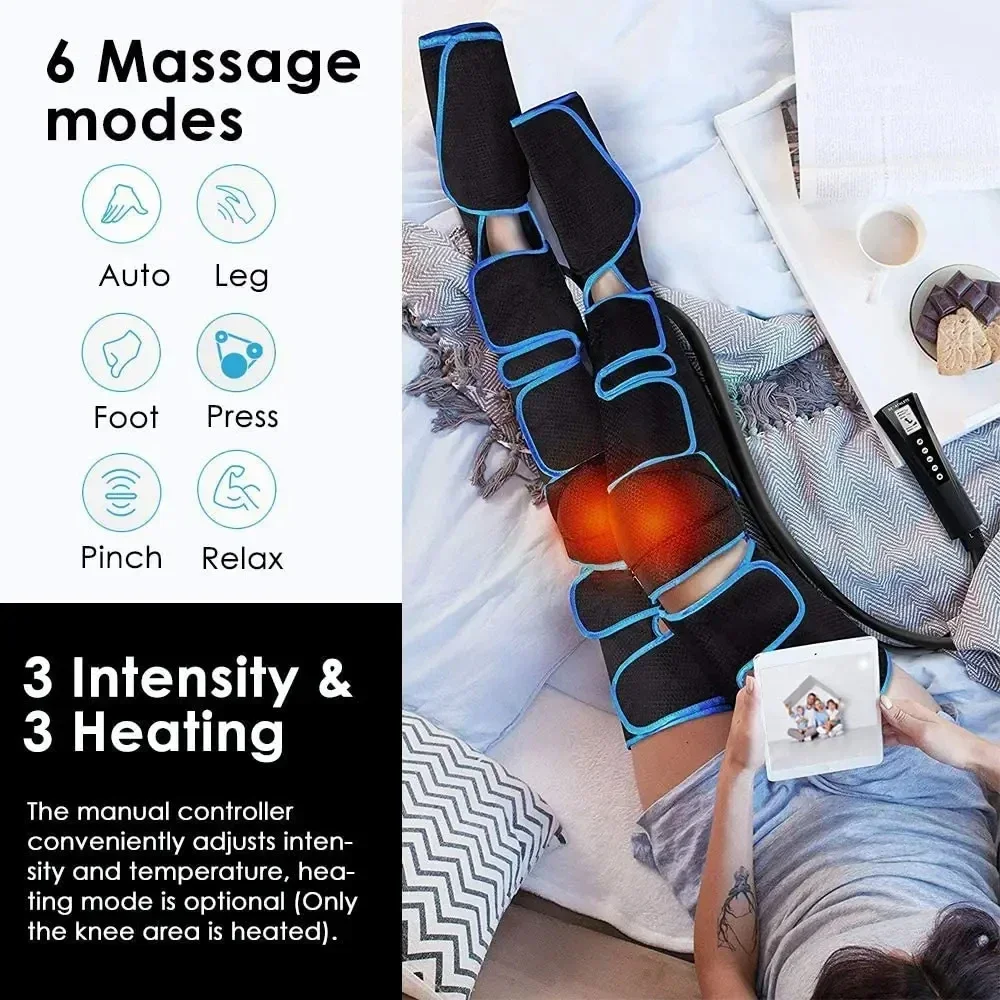 360° Foot Air Pressure Leg Massager Promotes Blood Circulation Muscle Relaxation Lymphatic Drainage Relieve Foot Leg Health Care