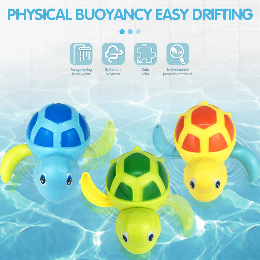 Newborn Cute Cartoon Tortoise Bath Toys Classic Baby Water Toy Infant Swim Turtle Wound-up Chain Clockwork Kids Beach Bath Toys