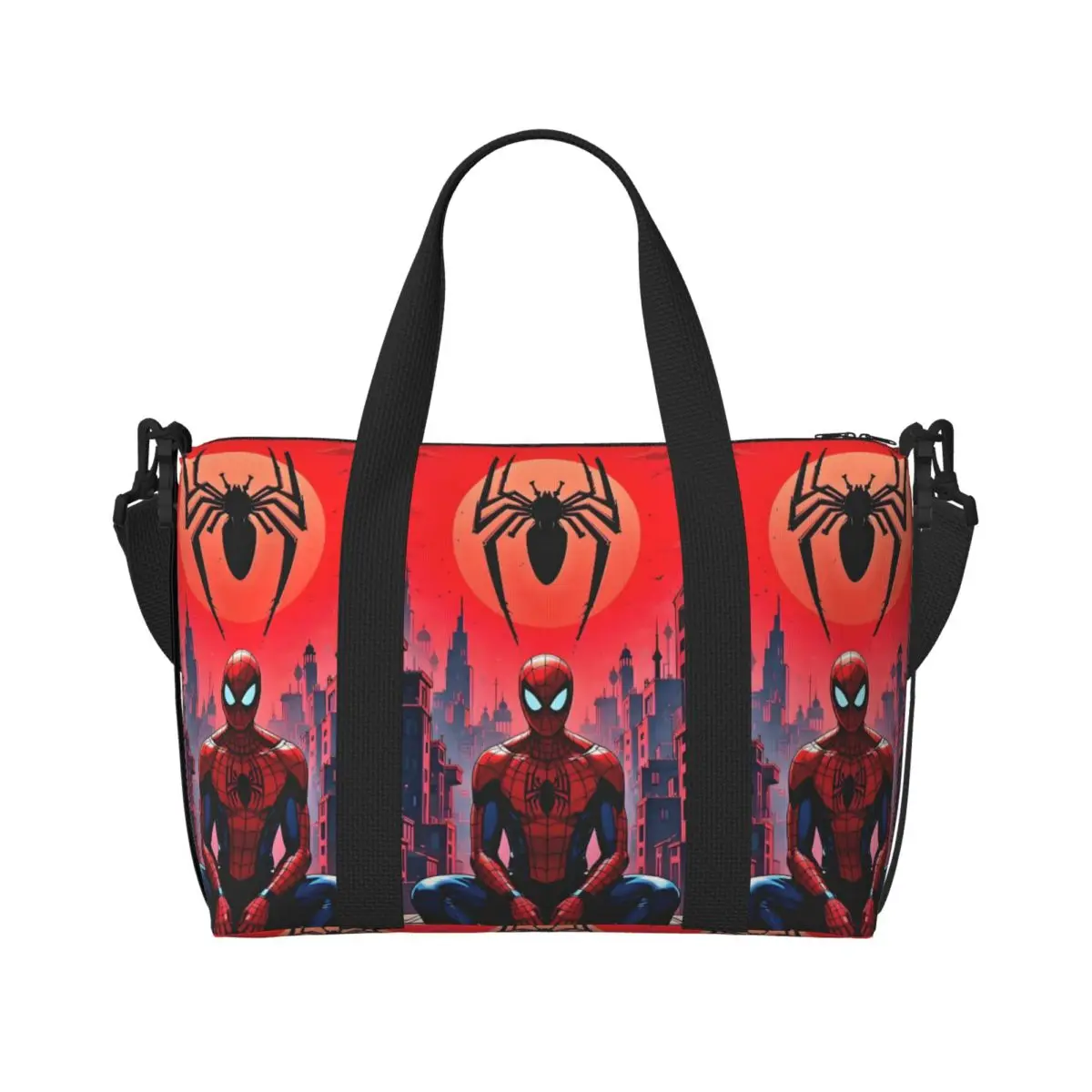 

Custom Cool Spiderman Beach Tote Bag Women Cobweb Cartoon Printing Big Compartment Beach Gym Travel Bags