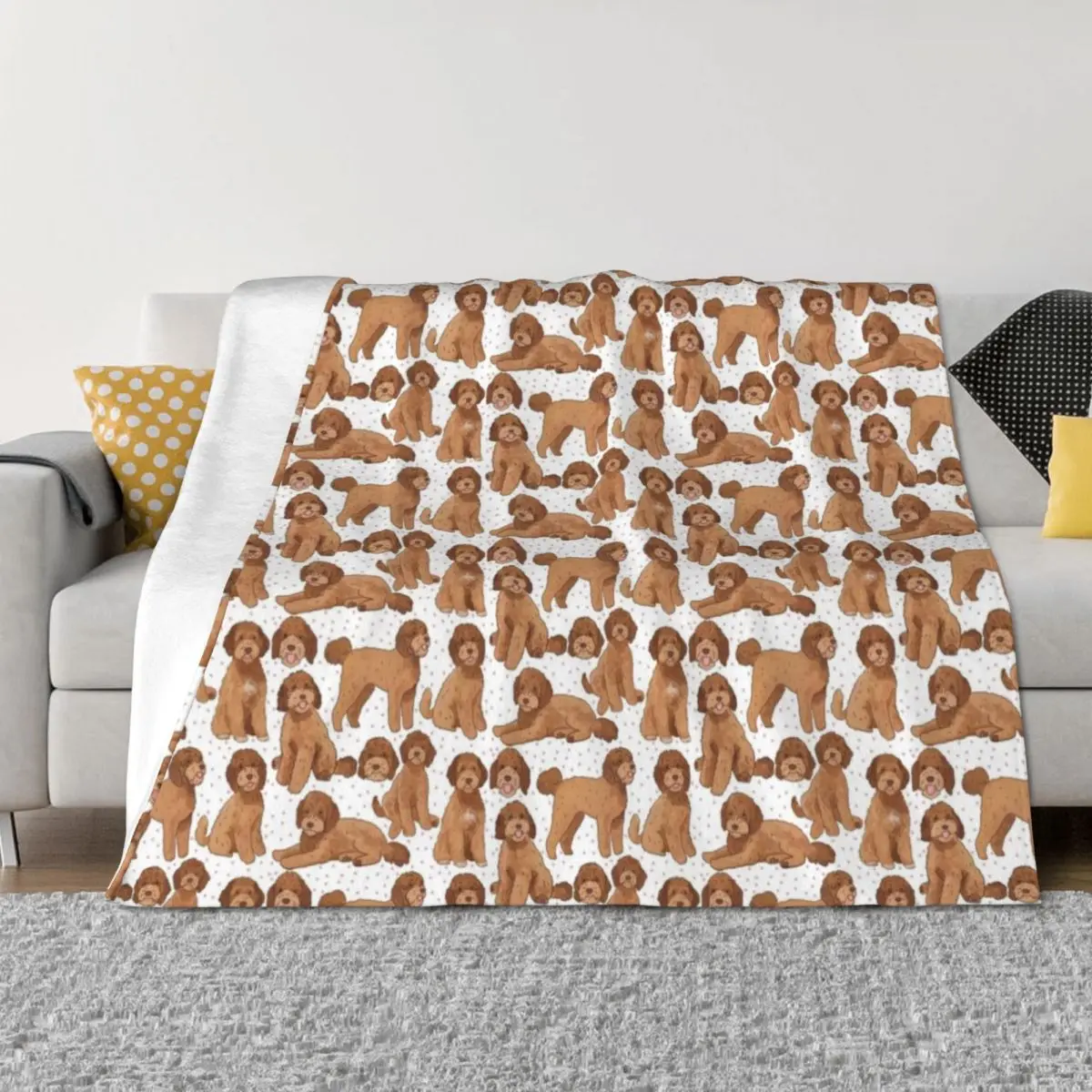 

Labradoodle cute illustration Throw Blanket Thermal Bed Tourist Moving Blankets