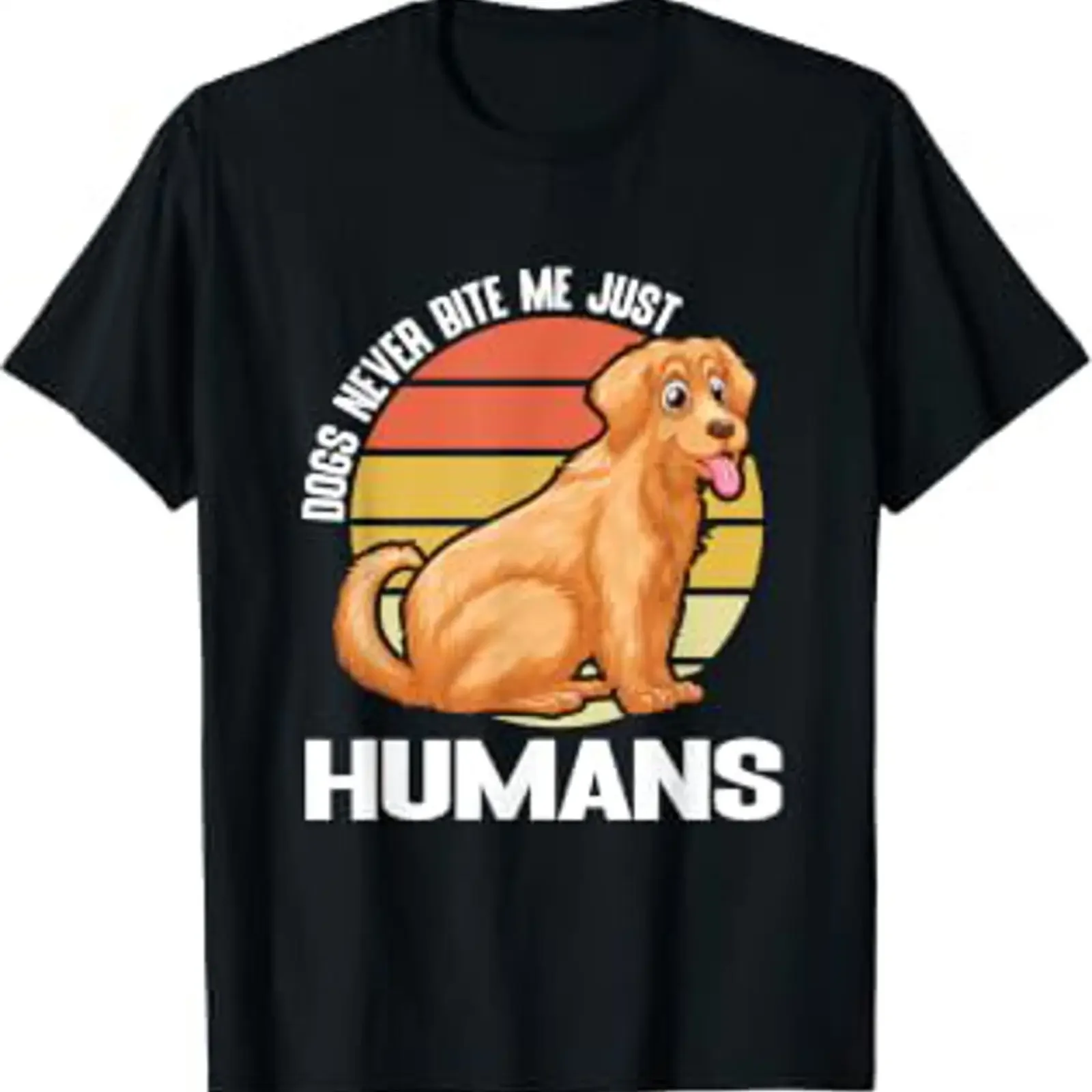 Los perros nunca me muerden, solo los humanos. Camiseta vintage para hombre, lavada, ligeramente casual, suave, estilo streetwear.