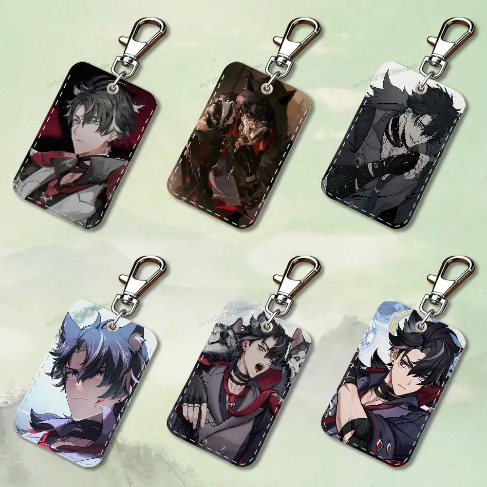 

Genshin Impact Wriothesley Custom Access Card Case Leather Card Holder Keychain Key Ring Transportation Card Case Gifts