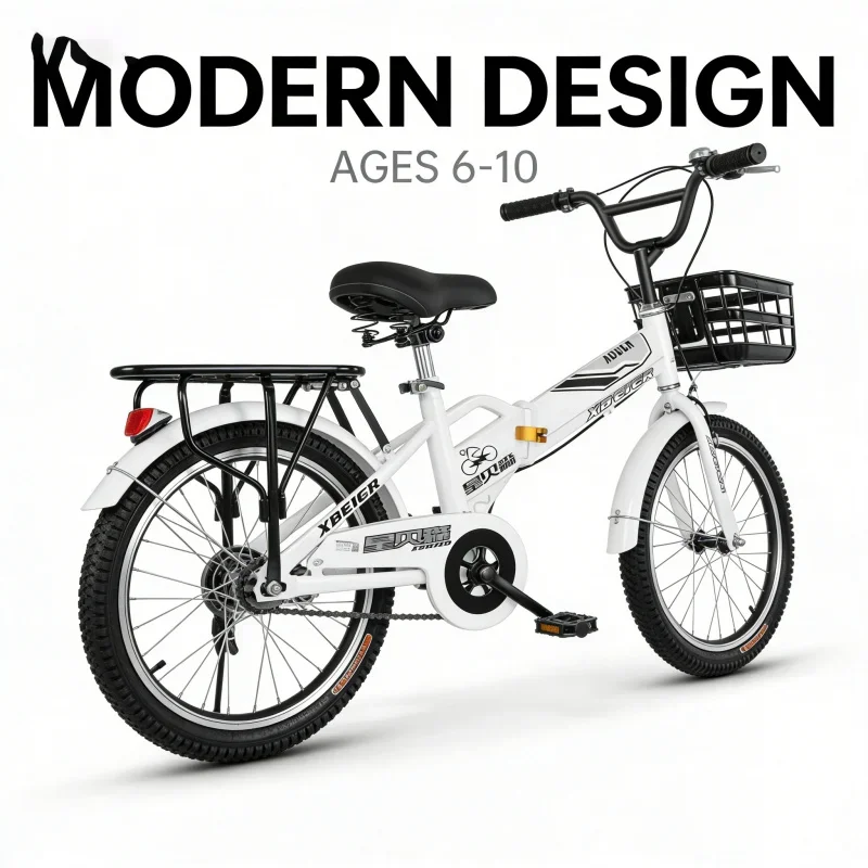 

Белые детские велосипедные складные спицевые колеса 16/18/20 дюймов с V-образным тормозом для учащихся начальной школы 4-12 лет