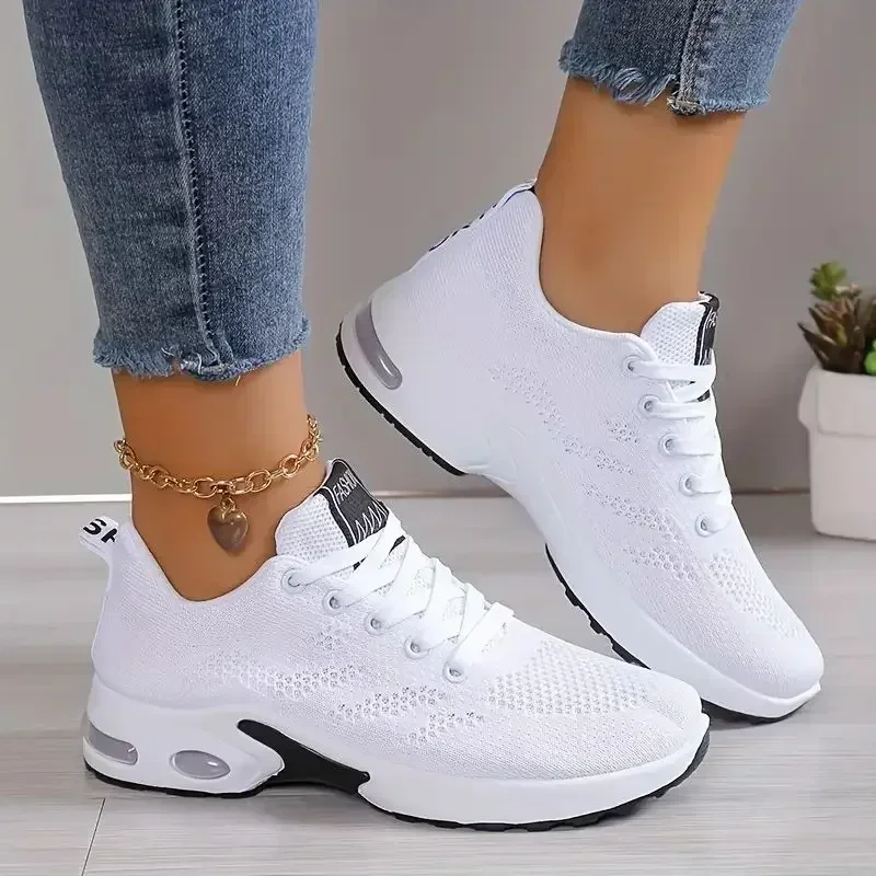 Zapatillas informales para mujer, zapatillas de malla con plataforma ligera, transpirables, a la moda, cómodas, para uso diario y al aire libre, zapatos de lujo para mujer