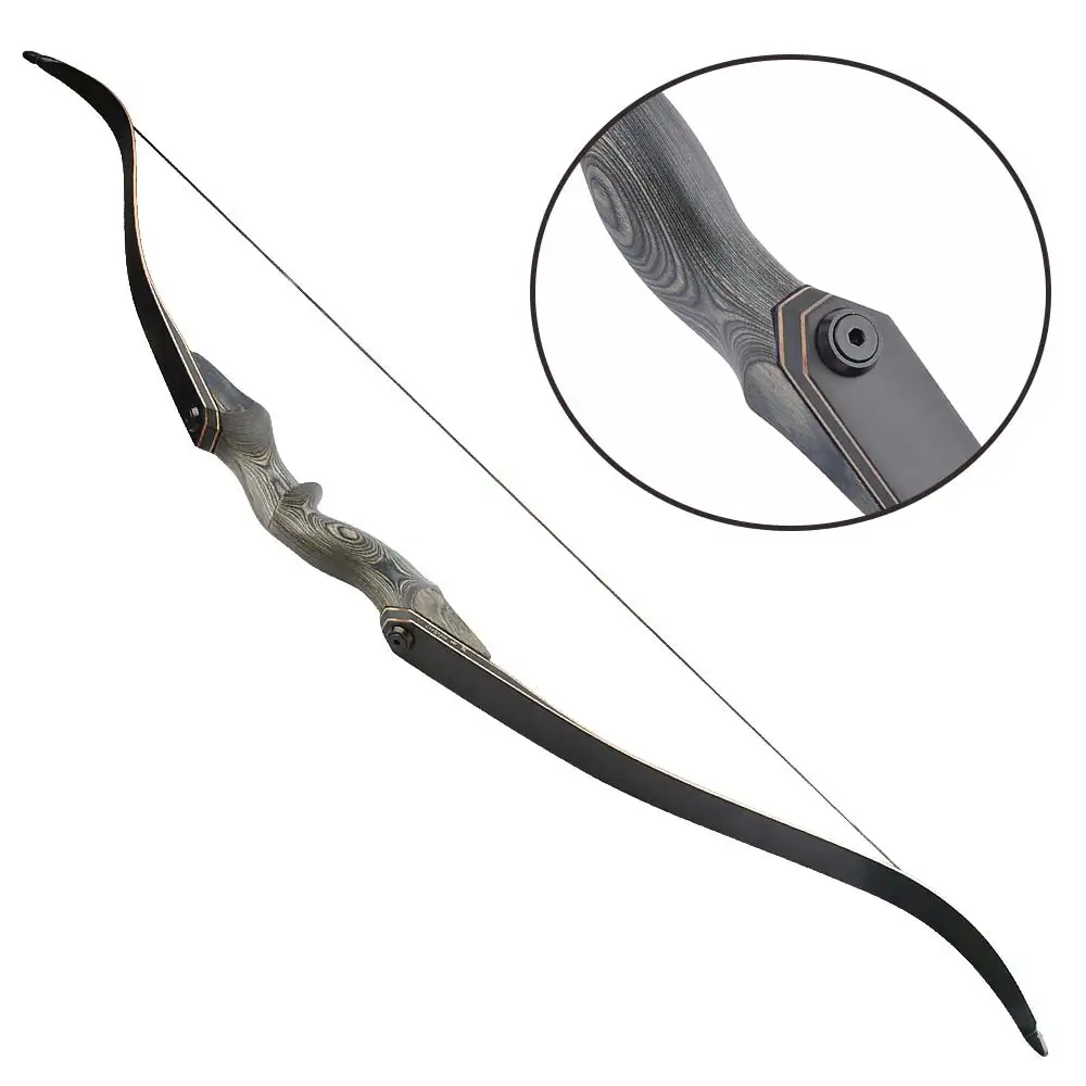 

60" Recurve Bow 25-55 lbs Archery Takedown Bow Fur Arrow Rest 15inch Wooden Riser Outdoor Hunting Target Shooting Accessories