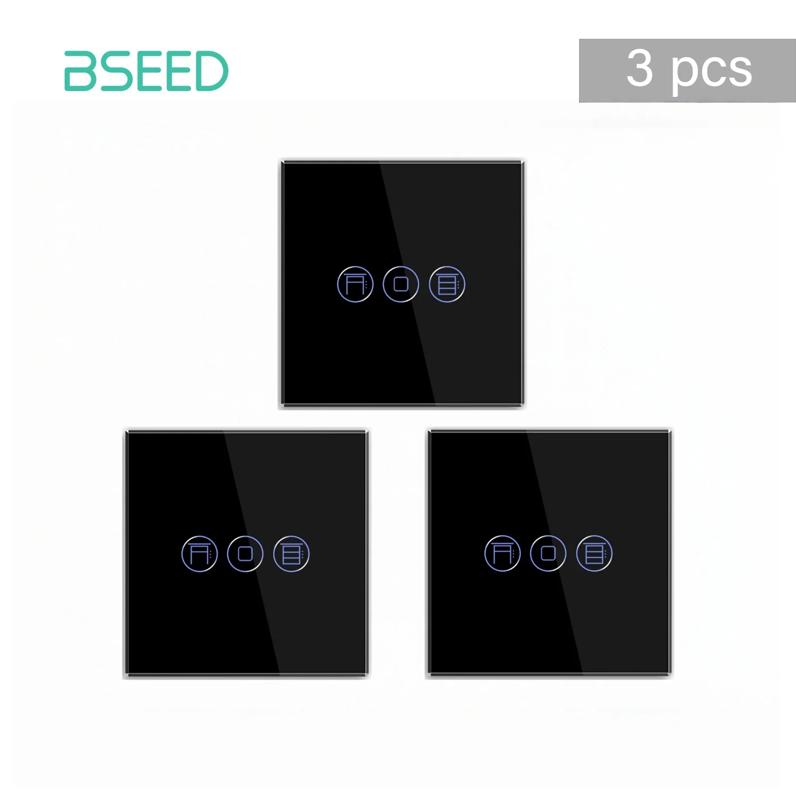 BSEED Wifi Rolluikschakelaar Slimme Blindschakelaar Kristallen Wand-aanraakschakelaars Draadloze bediening via Smart Life Tuya Alexa App