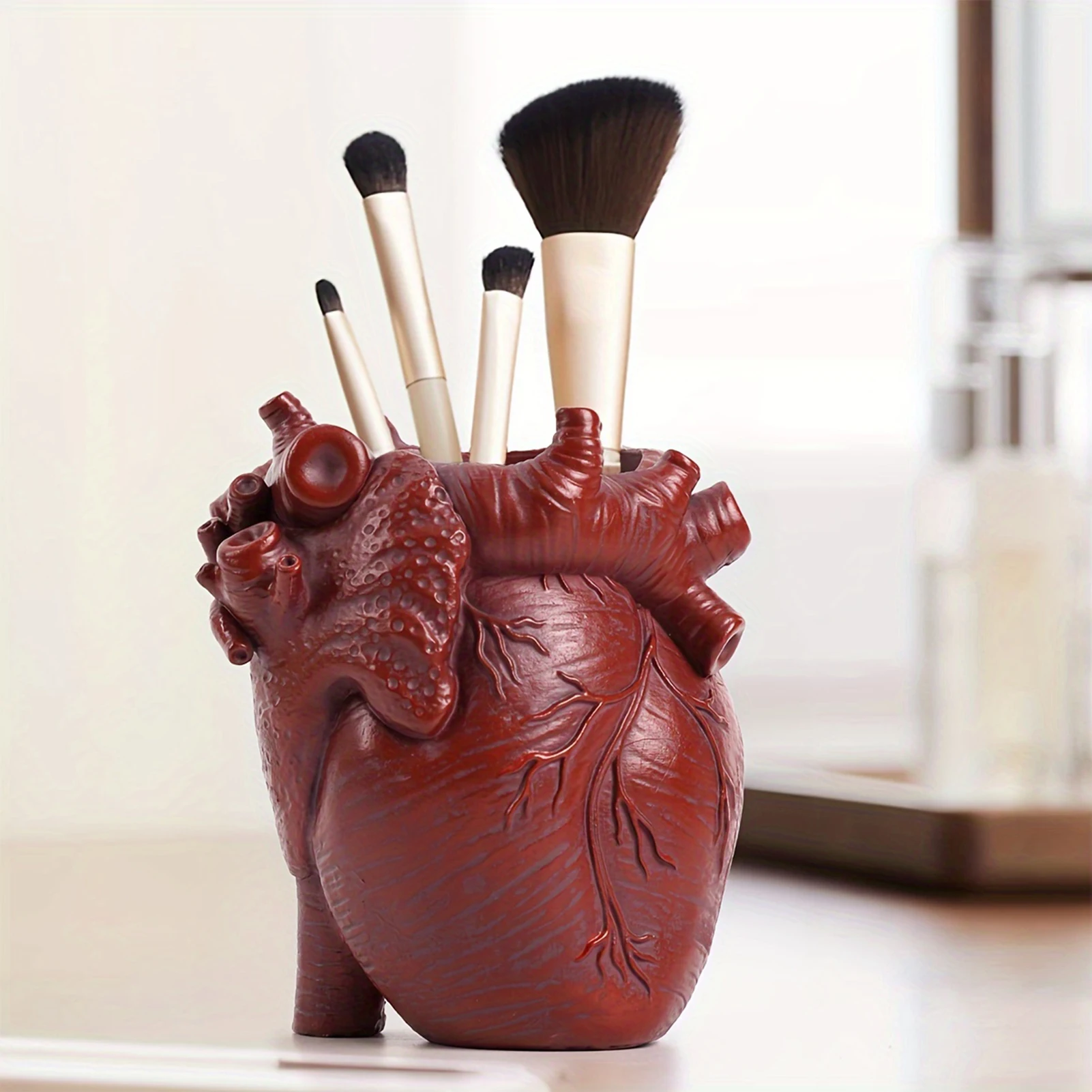 Creative Heart Art Pen Holder Anatomical Heart Nordic Style Pen Holder for Office School Home Art Supply