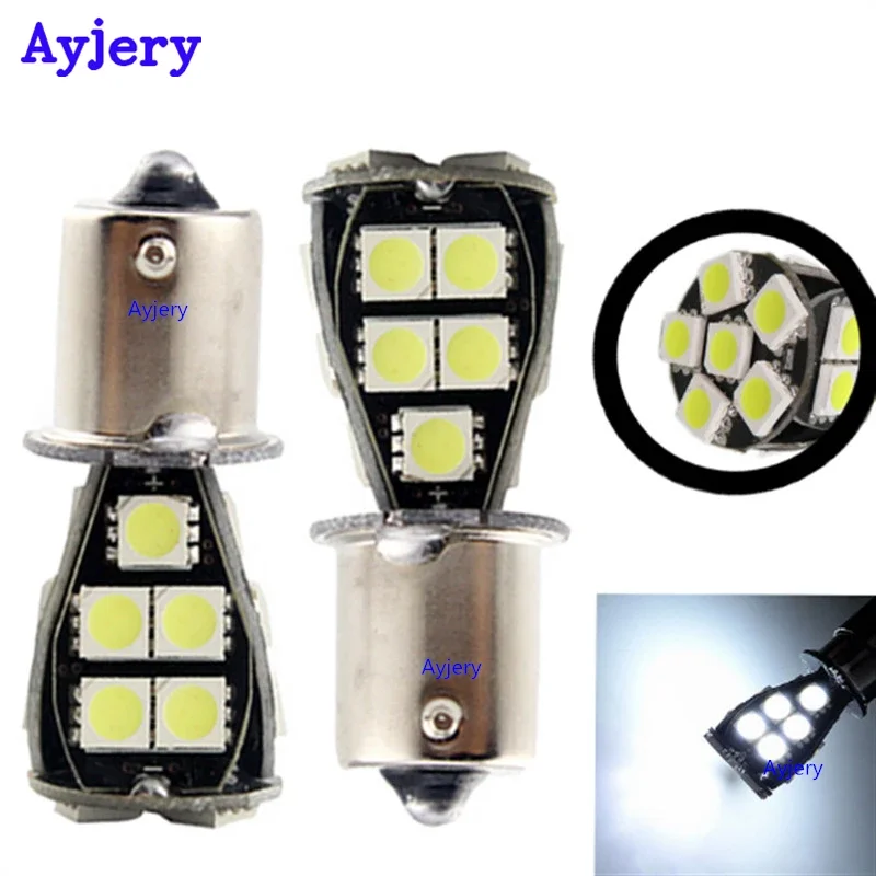 

AYJERY 10 pcs 1156 BA15s 5050 Chip 21 SMD 1157 BAY15D Led Lamp Auto Car LED Front Turn Head Light Bulbs Brake Tail lights White