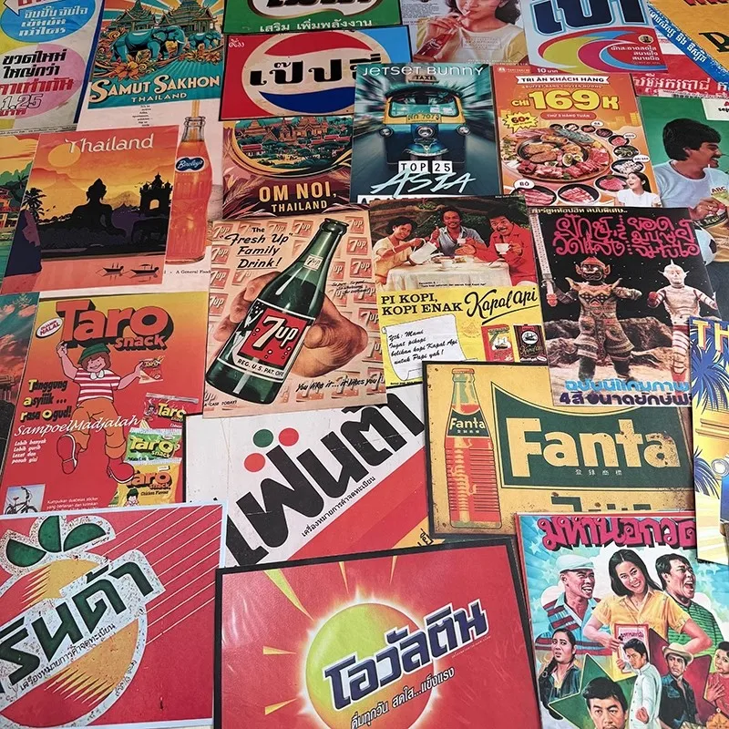 Póster publicitario de calle tailandesa, decoraciones de pared para restaurante de comida, pegatinas Vintage para tienda de té de la leche