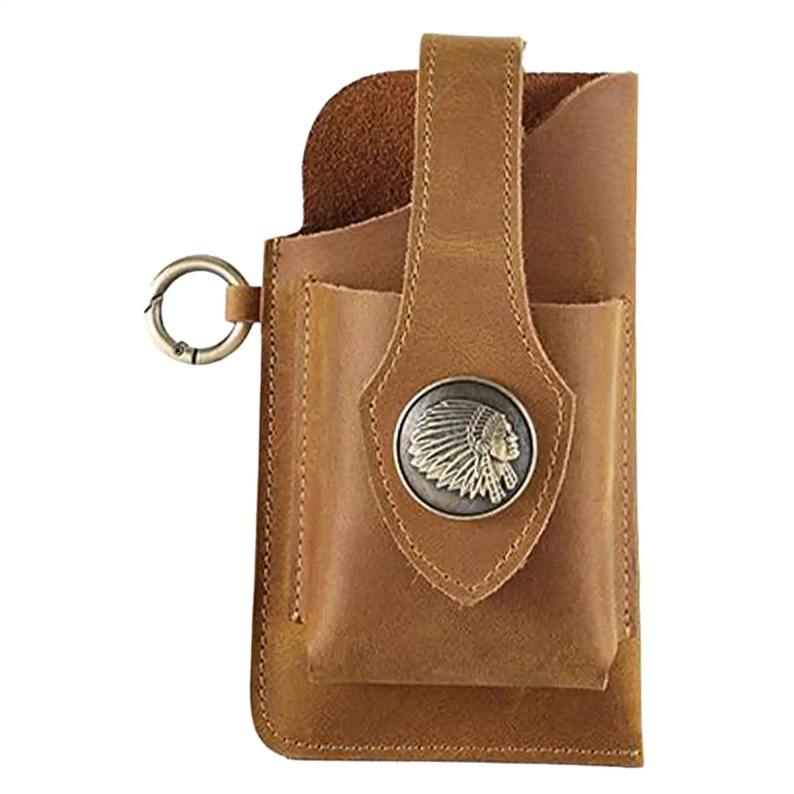 Universal Leather Key Holder for Waist Bag with Belt Clip Pocket for Sports Exercise Phone Cigarette