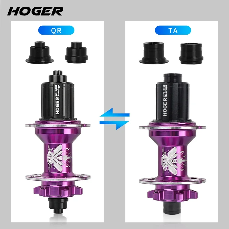 HOGER MTB HUB الجبهة الخلفية 32 36 ثقوب QR من خلال المحور تبادل HG دراجة هوائية جبلية مكبح قرصي دراجة محور 7-12S 120 انقر فوق المحور 6 تحمل