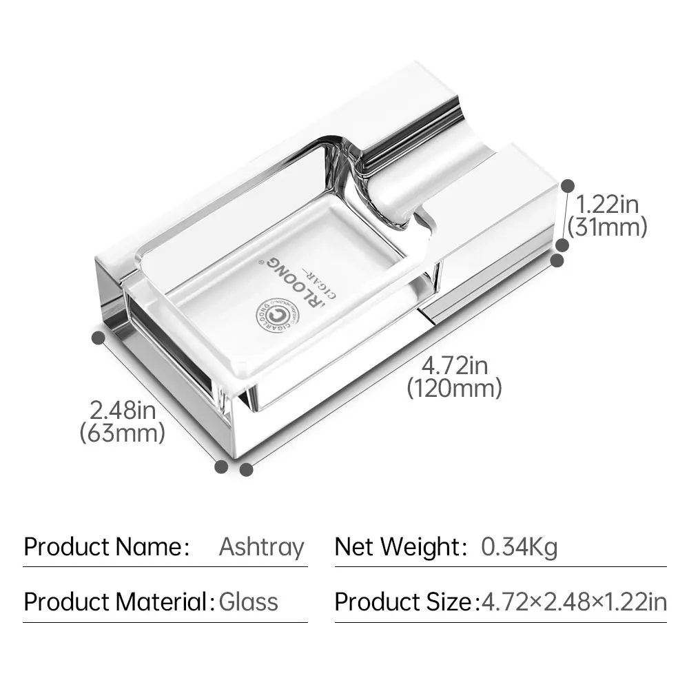 CIGARLOONG Cigar Ashtray Luxury Creative Plated Single Holder Glass Cigarette Decoration Smoking Accessories for Smoker's Gift