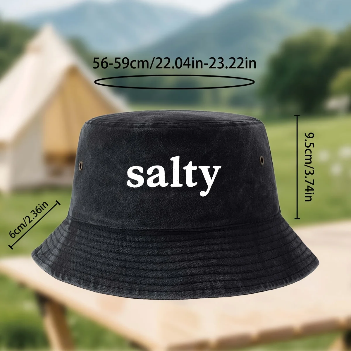 Salty Pattern Fisherman Hat, American Humorous Quirky Attitude Trendy Casual Style Bucket Hat Easy to Clean Comfortable Breathab