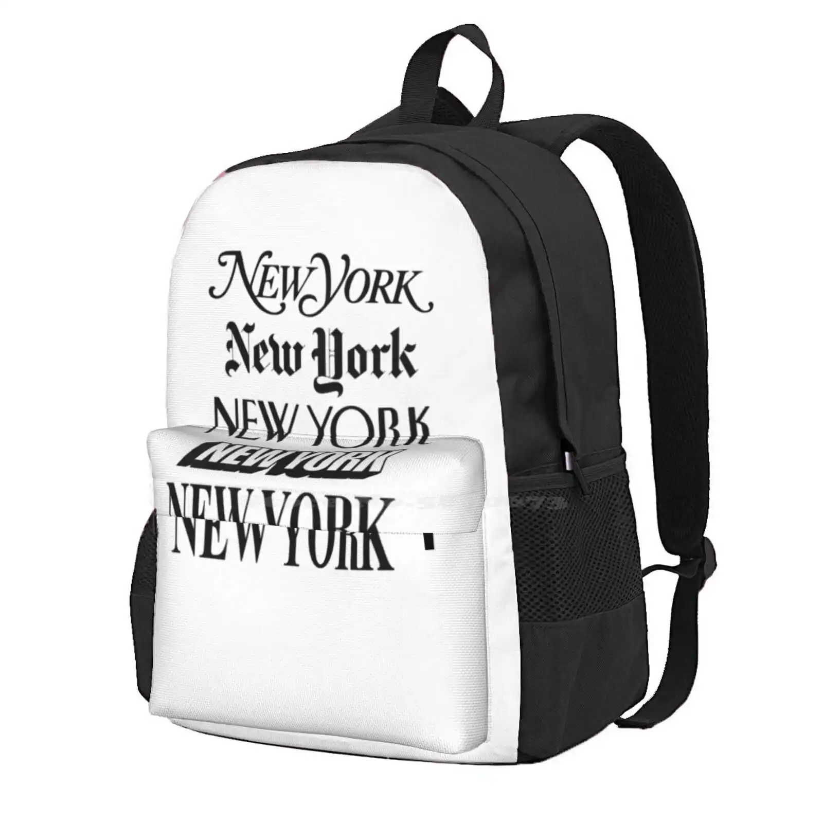 New York New York Hot Sale Schoolbag Backpack Fashion Bags Black White Monochrome Quotes Words Typography Typographic Typeface