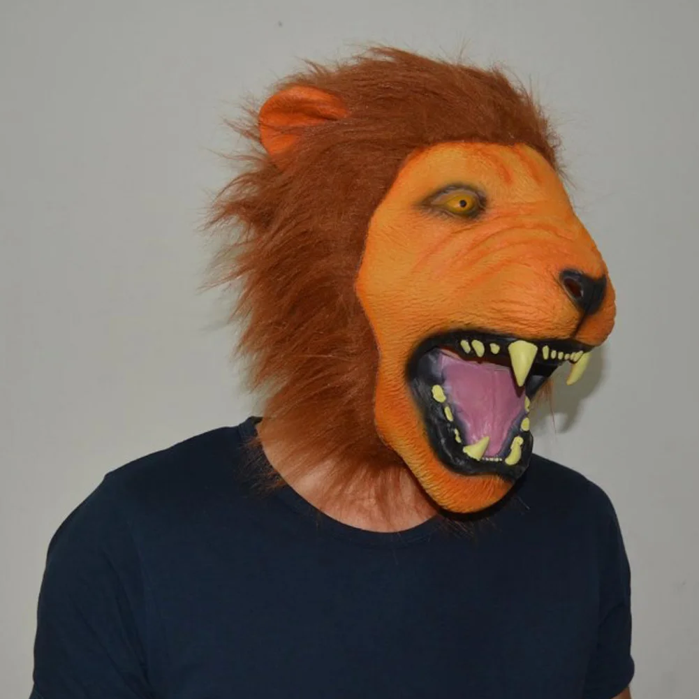 Fantasia Natur Tier Löwe Cosplay Maske Erwachsene Latex Helm Bühne Disfraz Kostüm Zubehör Männer Requisiten Halloween Karneval Party