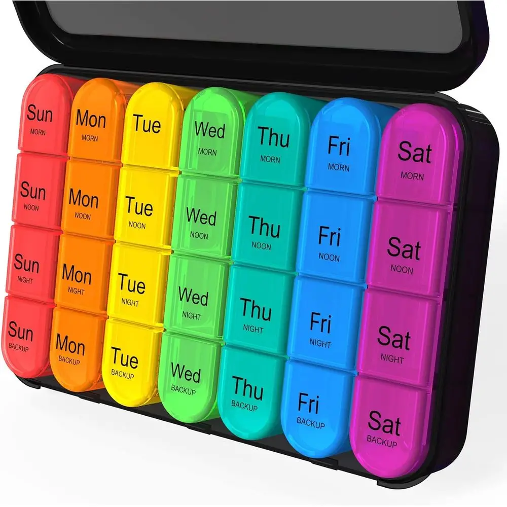 7-Day Pill Organizer with Removable Containers for Daily Medication and Supplements