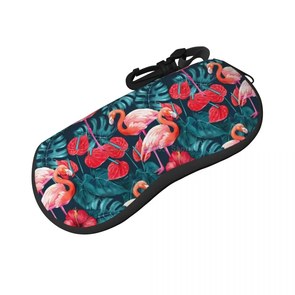 Tropical Birds Horizontal Glasses Case Flamingo And Flower Pocket Zip Sunglasses Pouch Fashion Men Women Eyewear Accessory