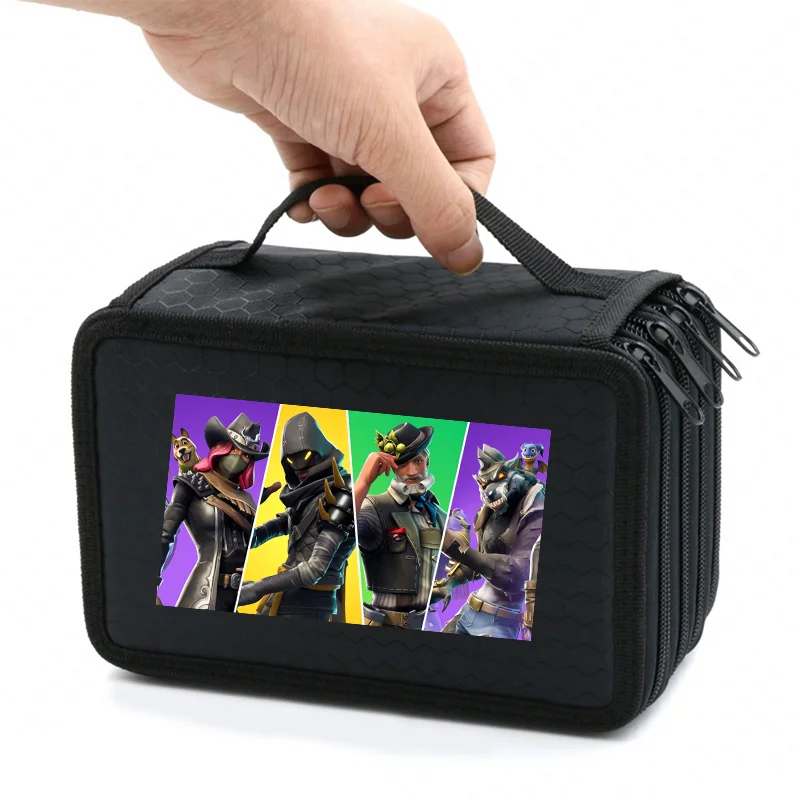Estuche para lápices de tela Oxford de gran capacidad de Fortnite con estampados de personajes de videojuegos de anime, caja de papelería para estudiantes, suministros escolares