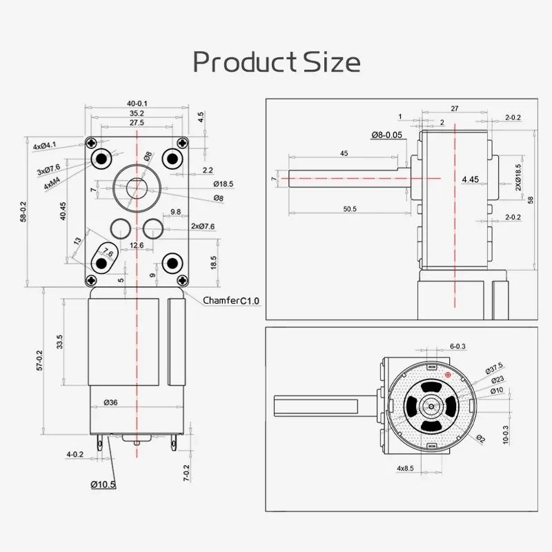 5840-555 Miniature Brushed DC Motor 12V24V Extended Shaft Output 11RPM~470RPM Forward And Reverse Switching Speed Control Motor