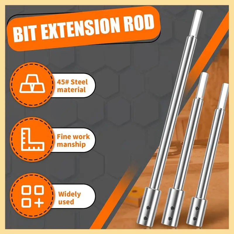 

GOOD-Forstner Bit Extension For 3/8Inch Round Shank, High-Carbon Steel Wood Spade Drill Bit Extender