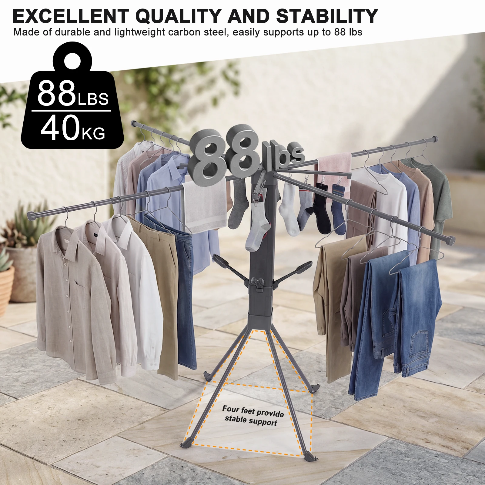 

Folding Drying Rack Home Balcony Floor Free Installation Octopus Hanging Drying Rack Movable Invisible Aluminum Alloy Hanger