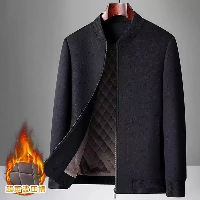 

Новинка осени/зимы 2023, мужская шерстяная куртка, ультразвуковая стеганая хлопковая внутренняя майка с воротником-стойкой, деловая бейсбольная куртка