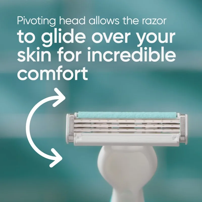Women’s 3-Blade Disposable Travel Razors for Sensitive Skin, Portable Smooth Shaving Body Razors view 6