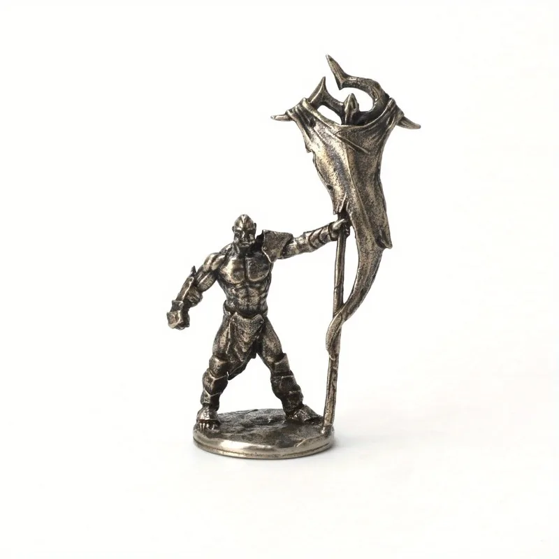 Vintage Weiß Messing Standardträger Ork Soldaten Modelle Desktop Ornamente Dekorationen Spiel Miniatur Figur Zubehör Geschenke