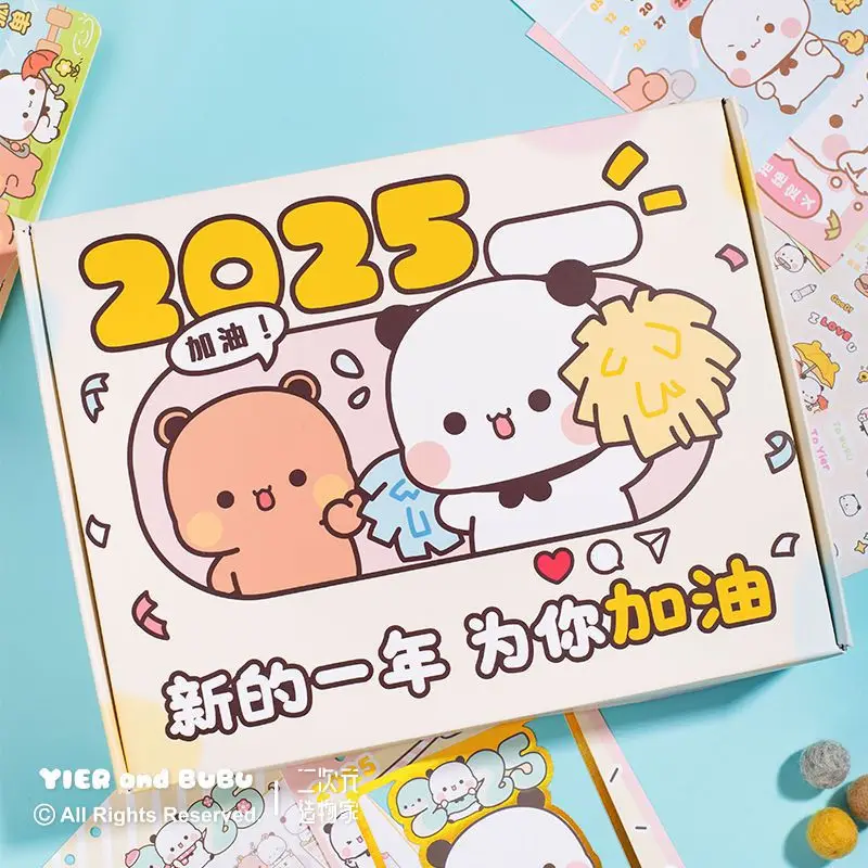 2025 panda bubu e yier série calendário de mesa padrão bonito bubu e dudu dos desenhos animados panda urso calendário presente de ano novo