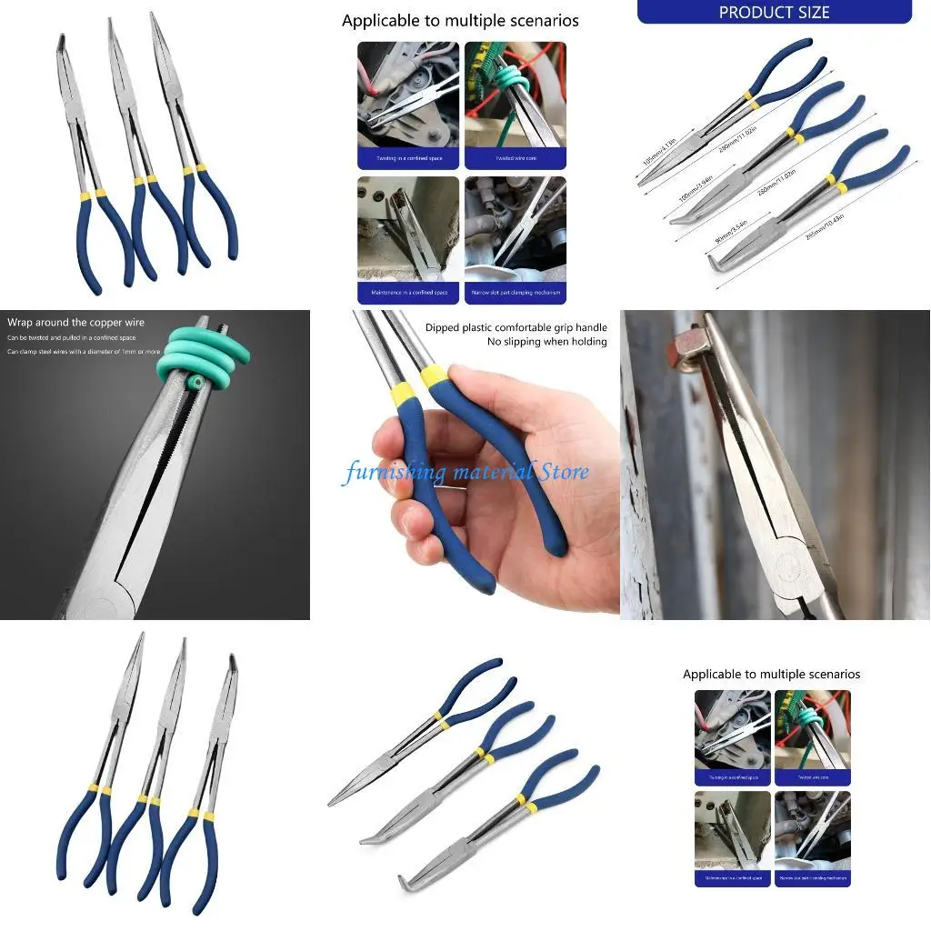 

Y5GD 11inch Hose Grip Pliers 11Inch 0°/45°/90° Bent Nose Pliers Hose Gripper Pliers Plug Boot Removal Pliers