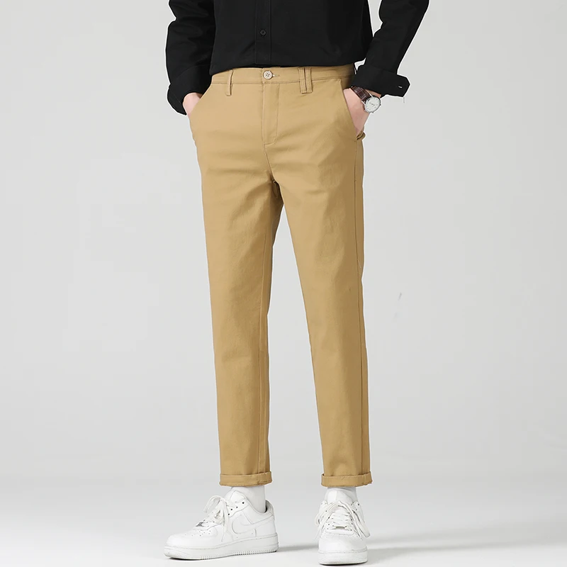 

2025 Spring Autumn Suit Pant Man Slim Work Trousers Soft Formal Male Smart Casual Straight Pants Korea Green Brand Men Clothing