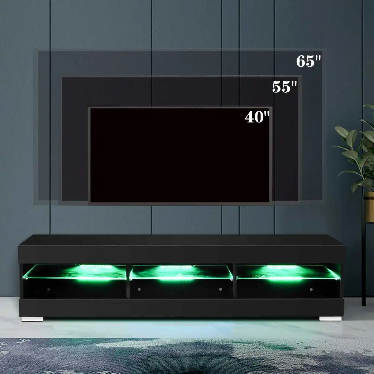 Meuble TV LED RGB de 57 pouces avec 6 tiroirs ouverts, support TV, meuble de salon, livraison aux états-unis