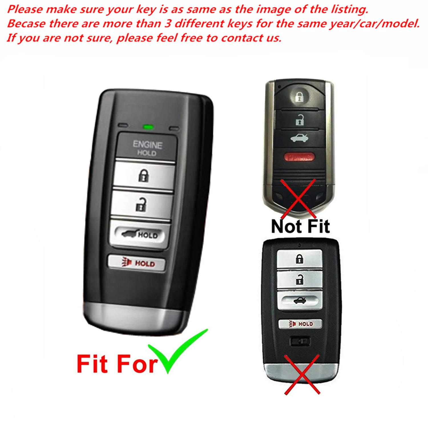 WFMJ Red Leather for Integra HONDA ACURA MDX RLX RDX ILX Engine 5 Buttons Remote Key Fob Case Cover - Image 2
