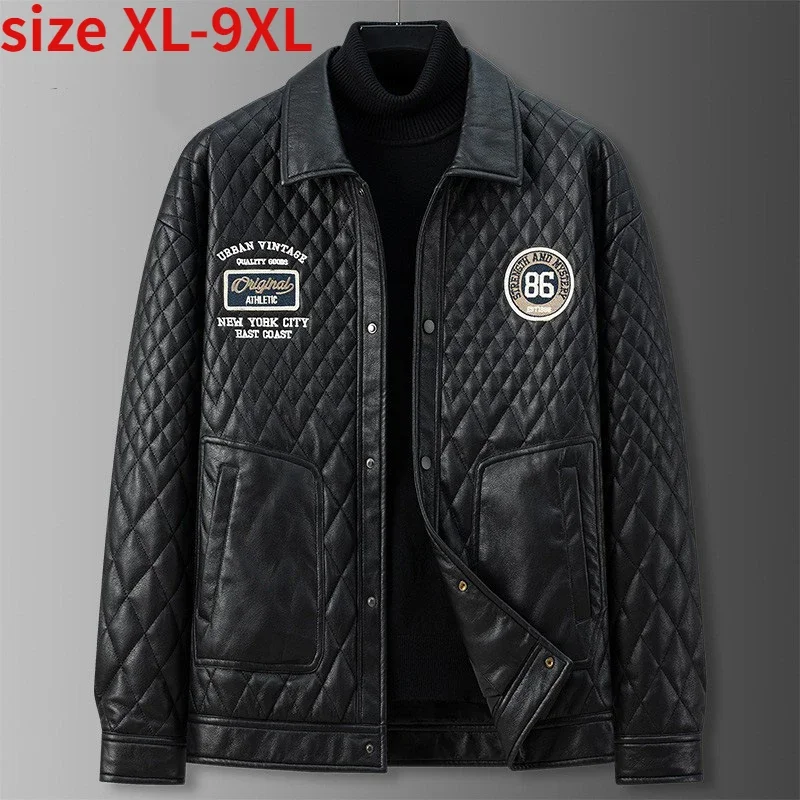 New Arrival Fashion Autumn and Winter Oversized Men's Thick Leather Jacket with Added Leather Jacket Plus Size 2XL-9XL