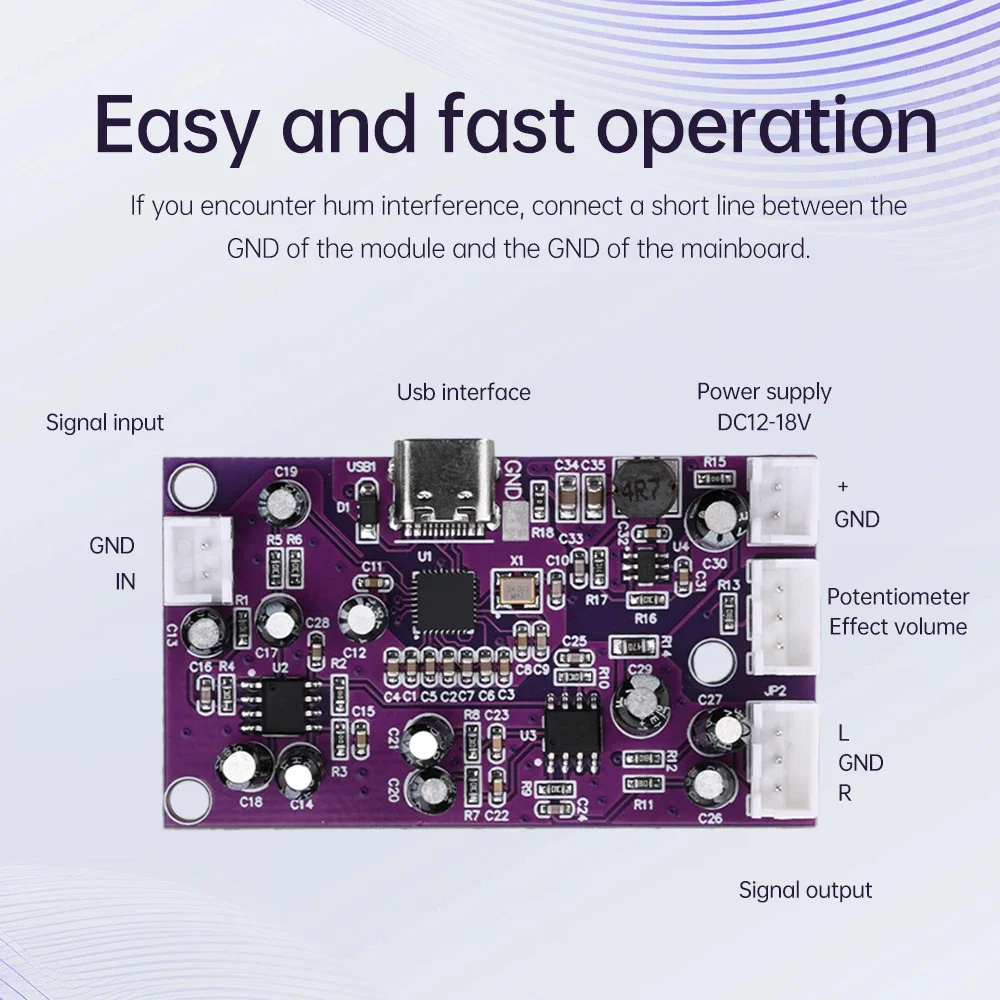 DC12-18V DSP Digital Reverberation Module Anti Whistling Computer Tuning Sound Effects Mixing Console Audio Board Modification