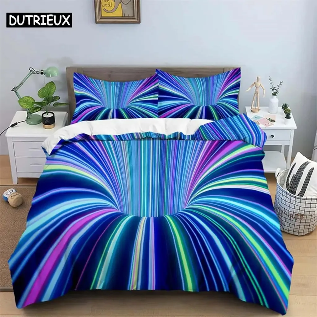 

3D Duvet Cover Psychedelic Abstract Double Bedding Set Quilt Cover With Zipper Closure King Size Comforter Cover