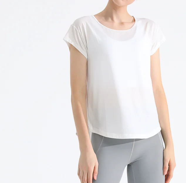 Summer cool sports top women's loose and thin fitness short-sleeved t-shirt quick-drying breathable yoga clothes running blouse