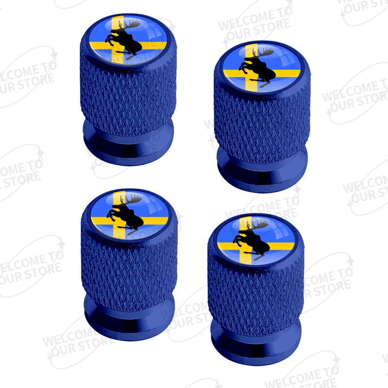 Aluminum For Prancing Deer Sweden Flag Moose Test Logo Volvo XC40 XC60 XC90 V60 4pcs Car Decor Wheel Tire Valve Caps Stem Cover