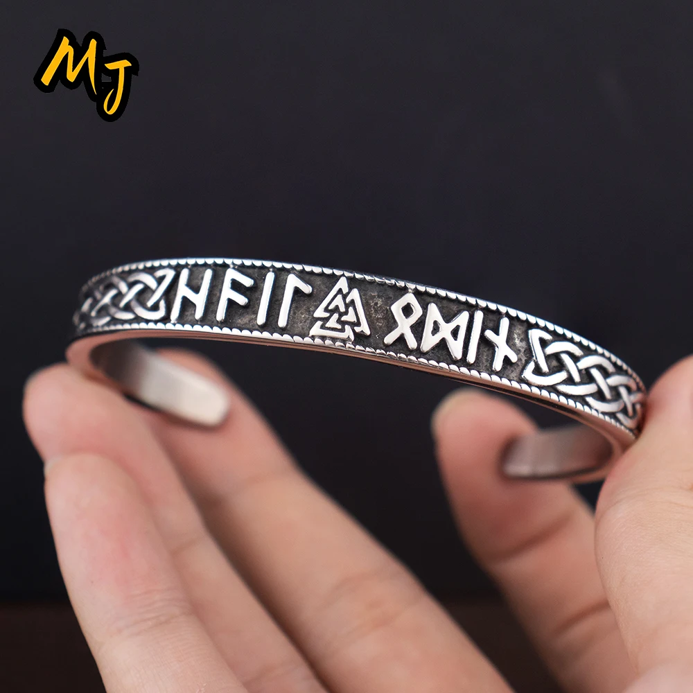 

Vintage Men's Viking Rune Talisman Bracelets Classic Simple Nordic Celtic Knot Open Bracelet Scandinavian Jewelry Dropshipping