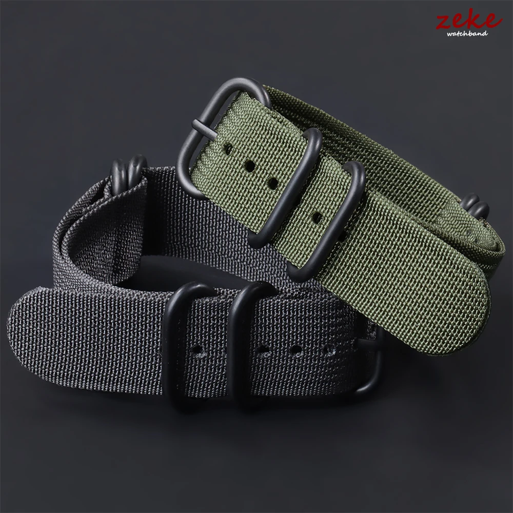 Multicolor Watch Band Nylon Black Ring Buckle Strap 18/20mm 22mm 24mm Striped Waterproof Replace Watch Accessories for Man Women