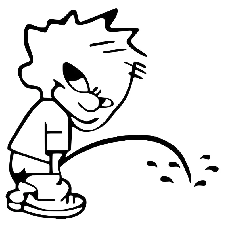 Personality Funny Pee Boy Car Decal Funny Car Sticker Decorative Cover Scratch Sunscreen Pvc Black/white