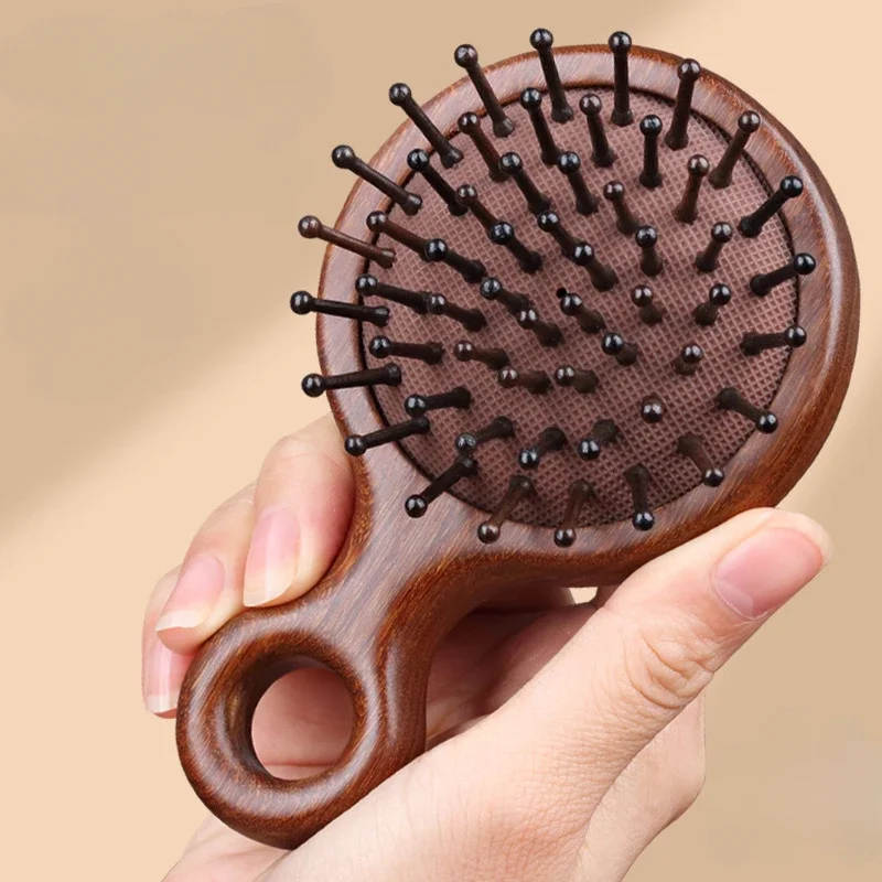 Natural Sandalwood Comb Scalp Massage Relax Airbag Brush Head Blood Circulation Smooth Hair Anti Static Wooden Massage