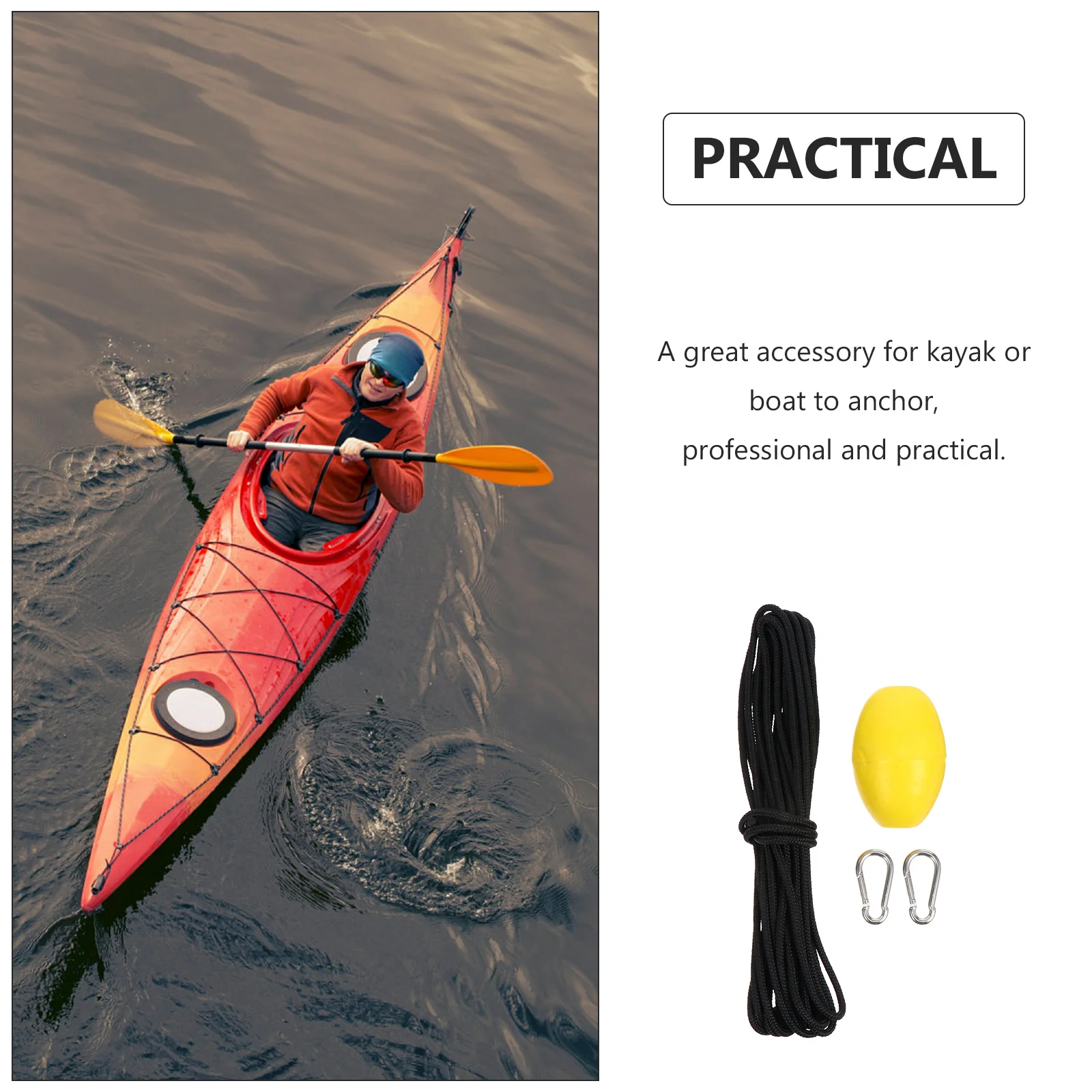 

1Set Professional Rope Buoy Ball Lightweight Drift Anchor for Boat Kayak Accessories Marine Fishing Supplies Anchor Rope