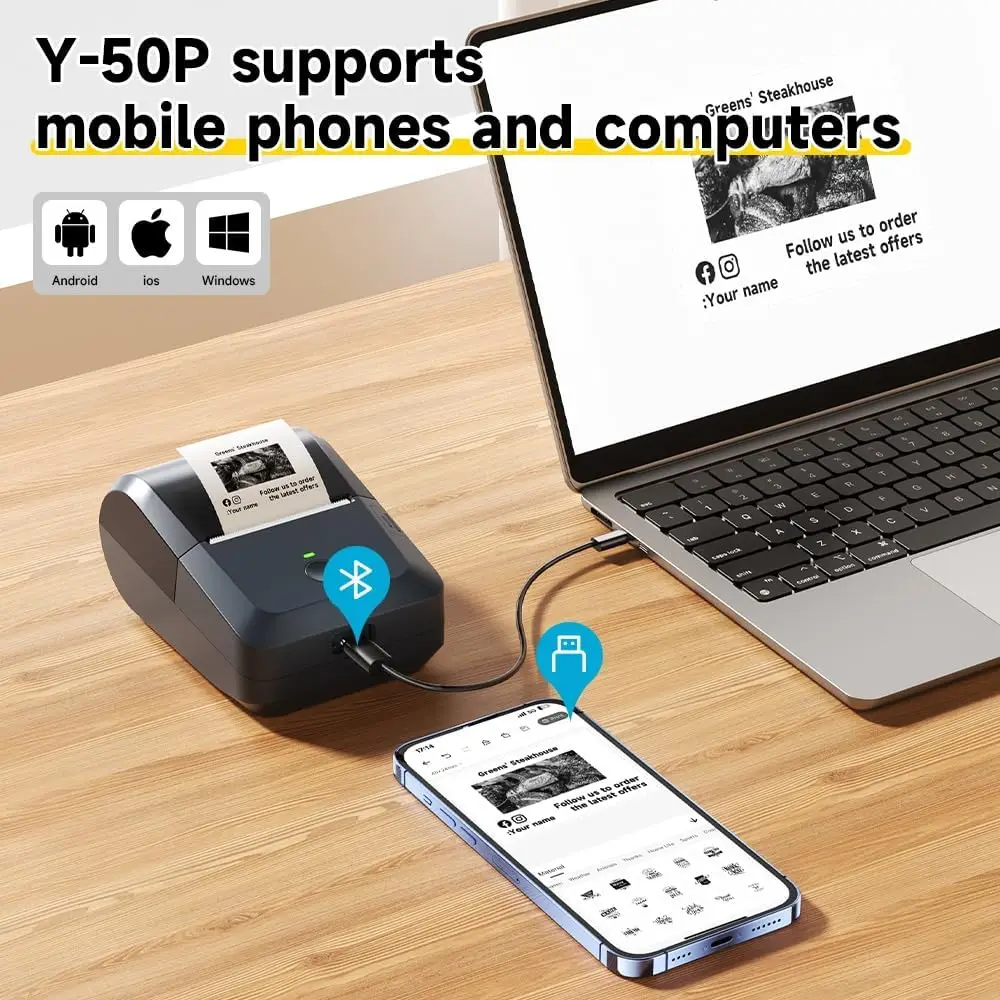 2 Inch Bluetooth Thermal Label Maker Portable Printer With Waterproof Label Tape Multiple Templates