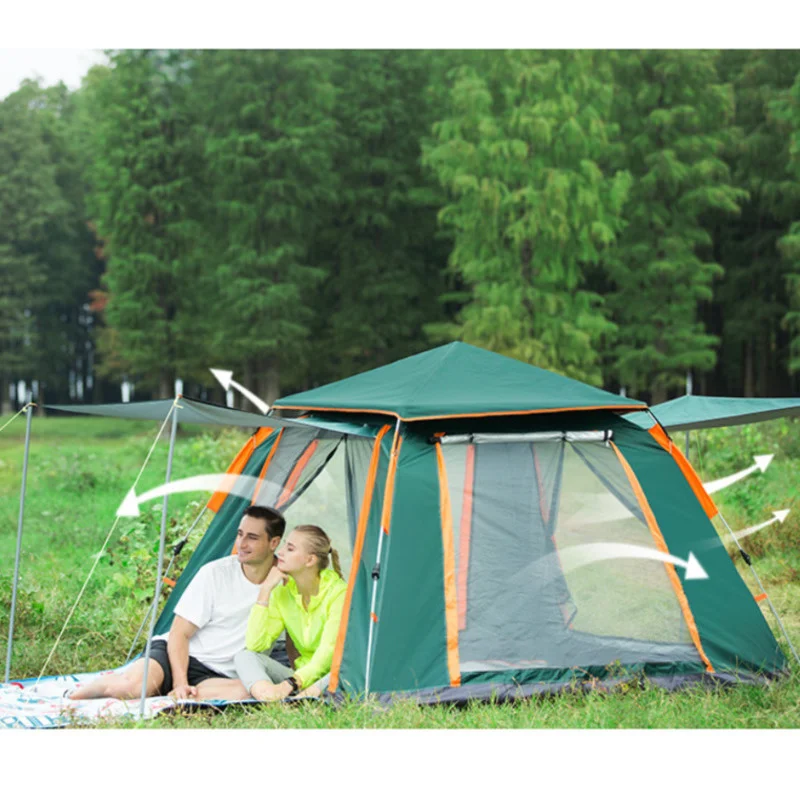 Imagem -06 - Tenda de Acampamento Totalmente Automática para 34 Pessoas Camada Dupla à Prova Dágua Caminhadas Fácil Configuração Fora de Casa Gazebo Tenda Grande