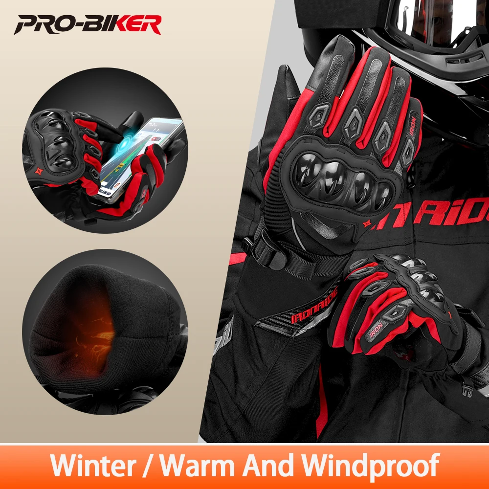 

Зимние мотоциклетные перчатки, ветрозащитные, теплые, защитные перчатки для мотоциклов, с полным покрытием пальцев, с сенсорным экраном, противоскользящие перчатки для мотокросса.